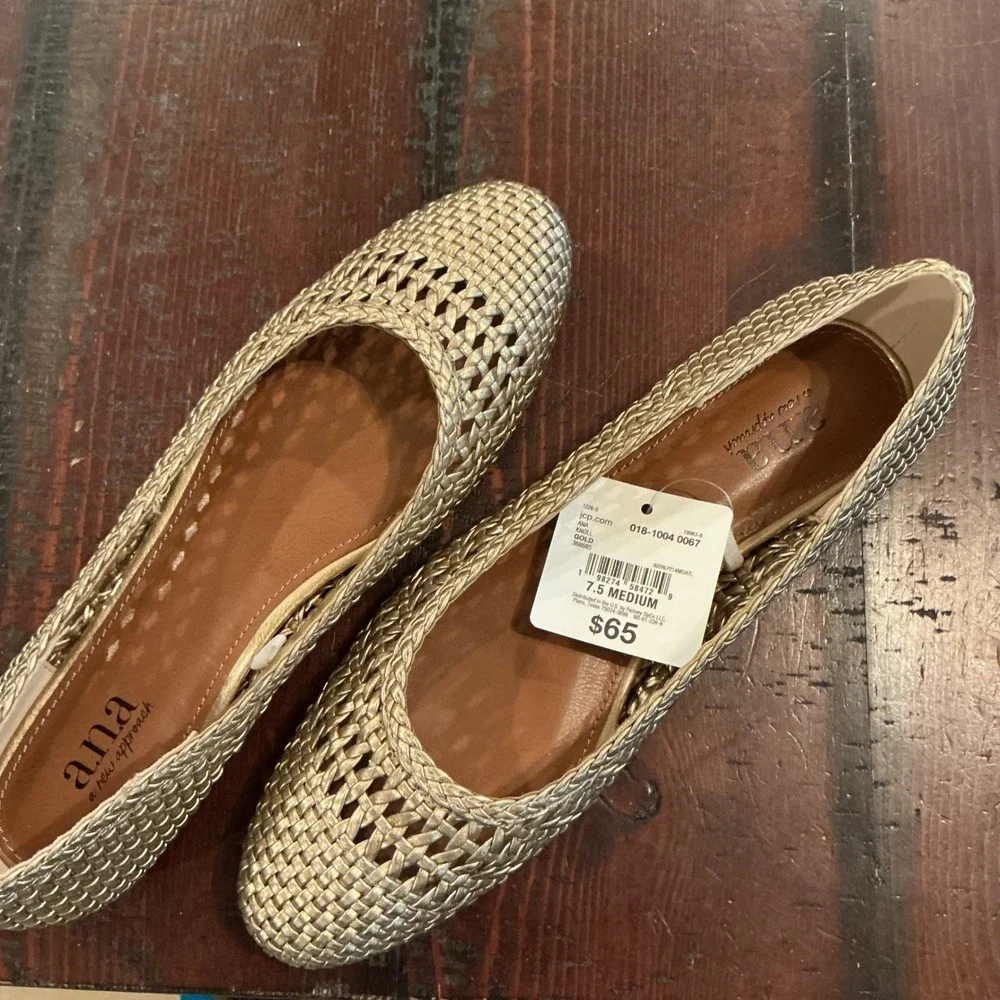 ANA KNOLL Gold Woven Ballet Flats Shoes Women's‎ Size 7.5 M